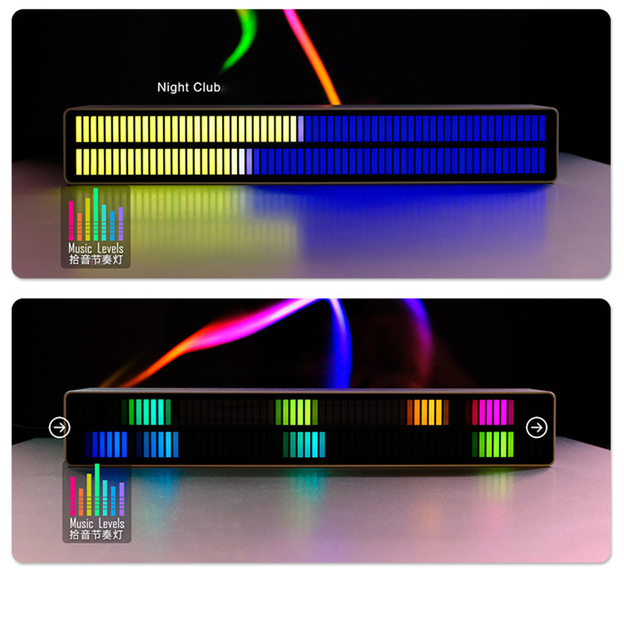 Lampa biurkowa LED RGB ze stopu aluminium sterowana głosem z odbiorem rytmu światła, wskaźnikiem poziomu Audio i miernikiem VU - Wianko - 11