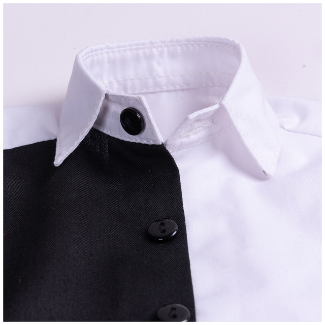 Ubranka dla lalek BJD w rozmiarze 1-3 i 1-4: modna młodzieżowa koszula w czarno-białe dopasowane kolory - Wianko - 2