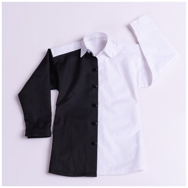 Ubranka dla lalek BJD w rozmiarze 1-3 i 1-4: modna młodzieżowa koszula w czarno-białe dopasowane kolory - Wianko - 3