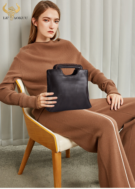 Nowa torebka damska na ramię z prawdziwej skóry w luksusowym kawowym projekcie - Wianko - 1