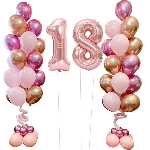 Zestaw 50 metalicznych balonów w kolorze różowym: róże Gpld Chorme, różnego rozmiaru – idealne na urodziny, rocznicę, baby shower - Wianko - 2