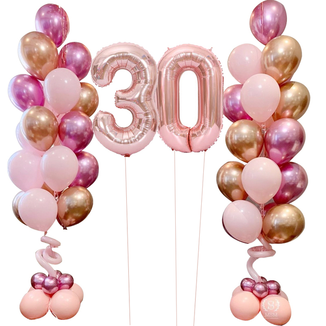 Zestaw 50 metalicznych balonów w kolorze różowym: róże Gpld Chorme, różnego rozmiaru – idealne na urodziny, rocznicę, baby shower - Wianko - 3