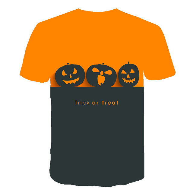 Koszulka dziecięca z krótkim rękawem, Halloweenowa czaszka z dyni, śmieszne słodkie kreskówki, dla chłopców, O-Neck Casual - Wianko - 31