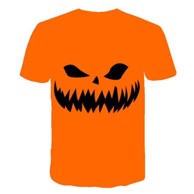 Koszulka dziecięca z krótkim rękawem, Halloweenowa czaszka z dyni, śmieszne słodkie kreskówki, dla chłopców, O-Neck Casual - Wianko - 41