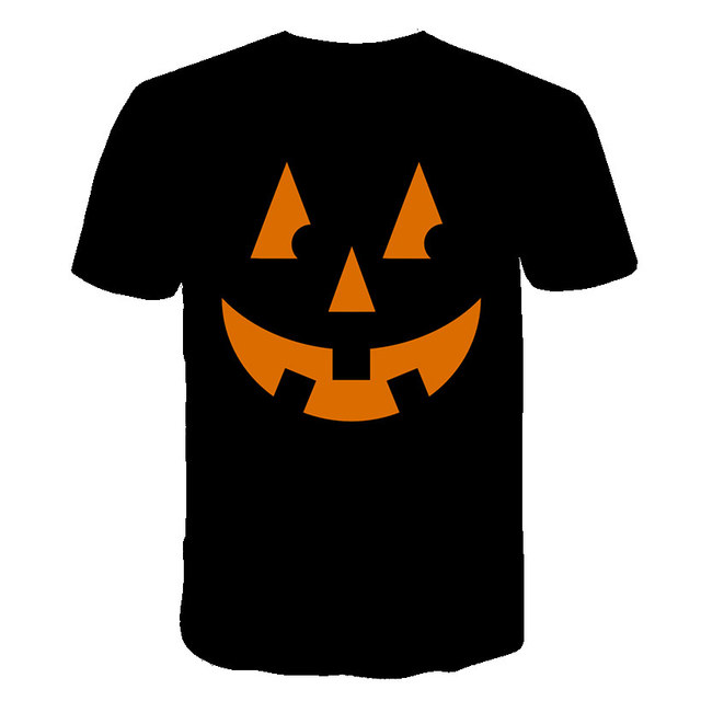 Koszulka dziecięca z krótkim rękawem, Halloweenowa czaszka z dyni, śmieszne słodkie kreskówki, dla chłopców, O-Neck Casual - Wianko - 19