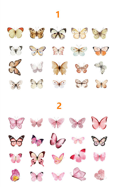 Naklejki dekoracyjne 40 szt. zwierzęta domowe motyl retro kolorowe - Wianko - 3