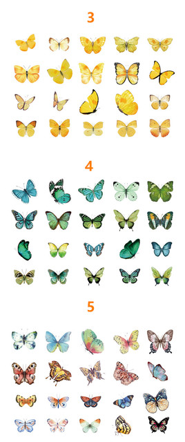 Naklejki dekoracyjne 40 szt. zwierzęta domowe motyl retro kolorowe - Wianko - 4
