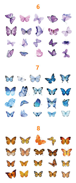 Naklejki dekoracyjne 40 szt. zwierzęta domowe motyl retro kolorowe - Wianko - 5