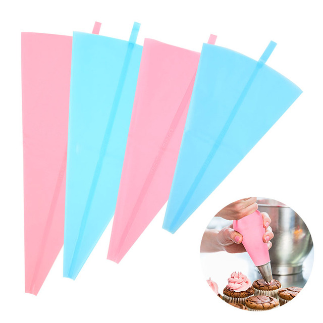 Silikonowy rękaw cukierniczy do dekoracji ciast - 4 rozmiary, wielokrotnego użytku, w kolorze różowym/niebieskim - Wianko - 16