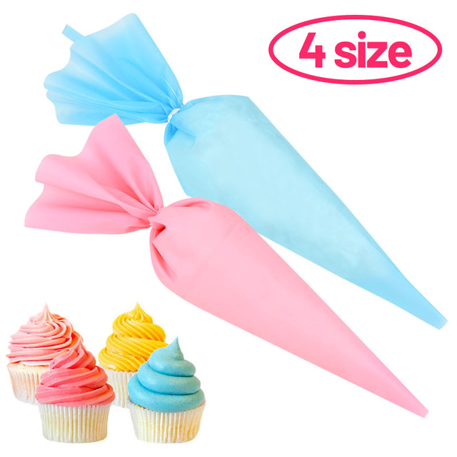 Silikonowy rękaw cukierniczy do dekoracji ciast - 4 rozmiary, wielokrotnego użytku, w kolorze różowym/niebieskim - Wianko - 12