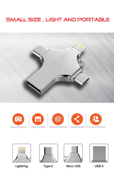 Pendrive 64 GB USB Flash USB-C Typ C, pamięć kij dla iPhone, IOS, telefon, Micro OTG, Cle USB 3.0 - Wianko - 7