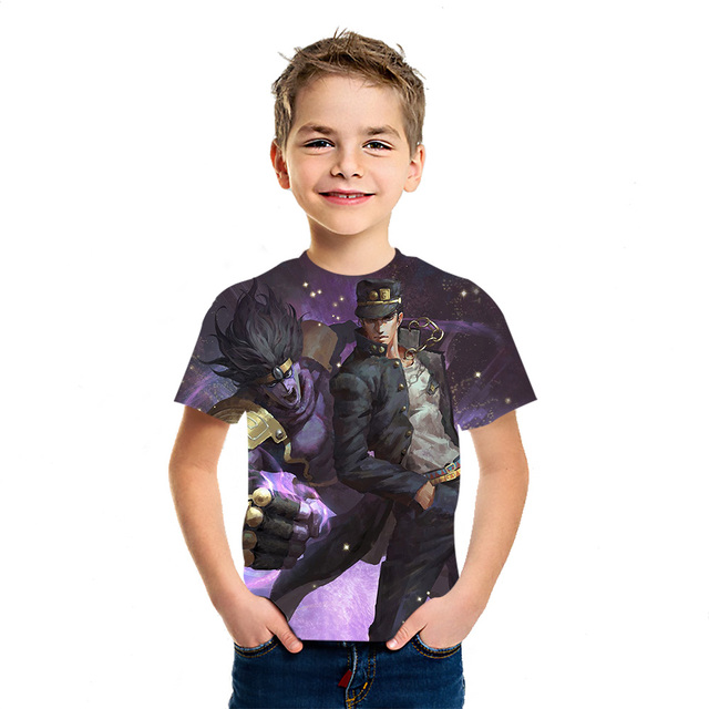 Dziecięca koszulka z krótkim rękawem JOJO Bizarre Adventure Ainme 2021 - stylowy top młodzieżowy z nadrukiem 3D - Wianko - 7