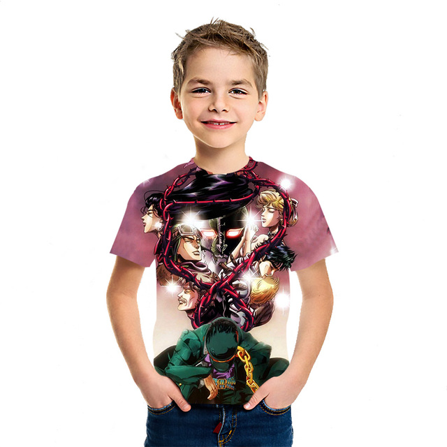 Dziecięca koszulka z krótkim rękawem JOJO Bizarre Adventure Ainme 2021 - stylowy top młodzieżowy z nadrukiem 3D - Wianko - 15