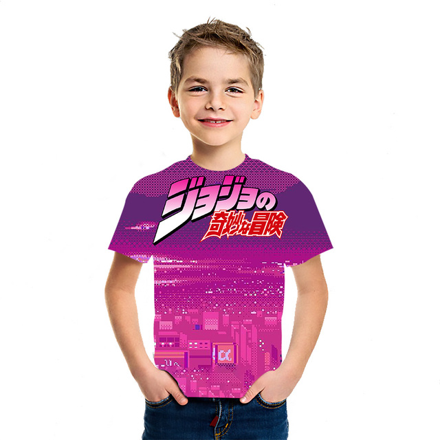 Dziecięca koszulka z krótkim rękawem JOJO Bizarre Adventure Ainme 2021 - stylowy top młodzieżowy z nadrukiem 3D - Wianko - 17