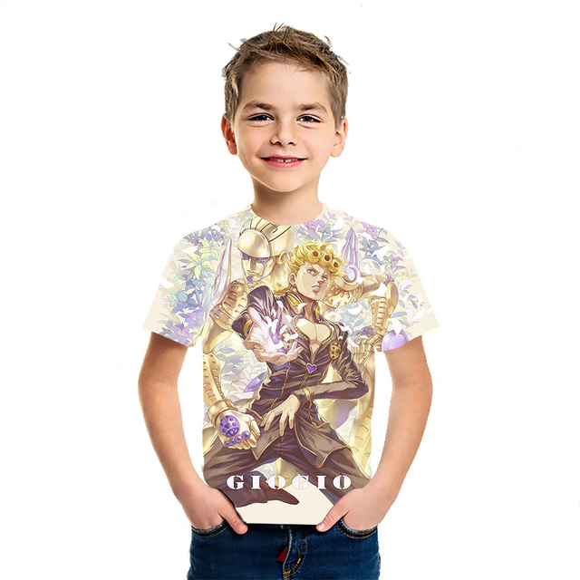 Dziecięca koszulka z krótkim rękawem JOJO Bizarre Adventure Ainme 2021 - stylowy top młodzieżowy z nadrukiem 3D - Wianko - 19
