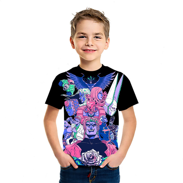 Dziecięca koszulka z krótkim rękawem JOJO Bizarre Adventure Ainme 2021 - stylowy top młodzieżowy z nadrukiem 3D - Wianko - 13