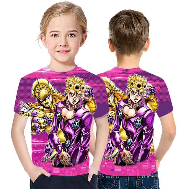 Dziecięca koszulka z krótkim rękawem JOJO Bizarre Adventure Ainme 2021 - stylowy top młodzieżowy z nadrukiem 3D - Wianko - 22
