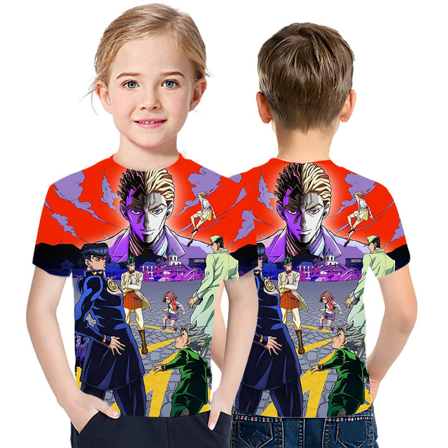 Dziecięca koszulka z krótkim rękawem JOJO Bizarre Adventure Ainme 2021 - stylowy top młodzieżowy z nadrukiem 3D - Wianko - 10