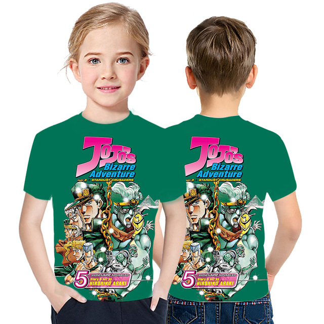 Dziecięca koszulka z krótkim rękawem JOJO Bizarre Adventure Ainme 2021 - stylowy top młodzieżowy z nadrukiem 3D - Wianko - 8