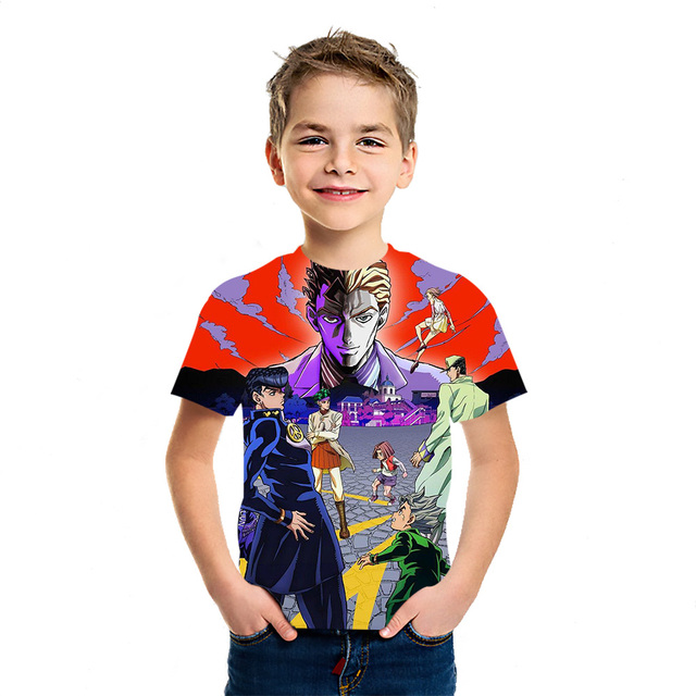 Dziecięca koszulka z krótkim rękawem JOJO Bizarre Adventure Ainme 2021 - stylowy top młodzieżowy z nadrukiem 3D - Wianko - 11