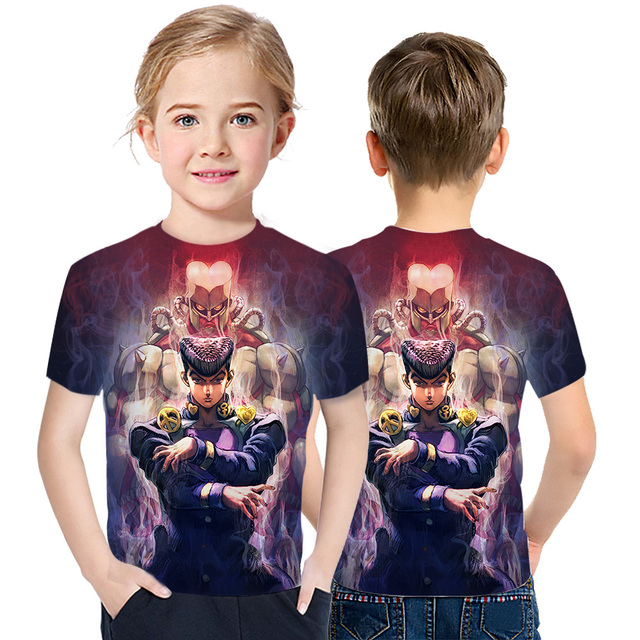 Dziecięca koszulka z krótkim rękawem JOJO Bizarre Adventure Ainme 2021 - stylowy top młodzieżowy z nadrukiem 3D - Wianko - 2