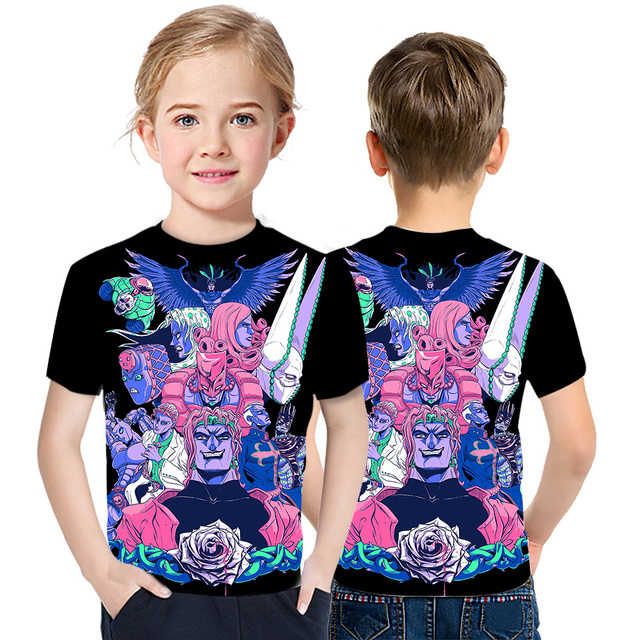 Dziecięca koszulka z krótkim rękawem JOJO Bizarre Adventure Ainme 2021 - stylowy top młodzieżowy z nadrukiem 3D - Wianko - 12