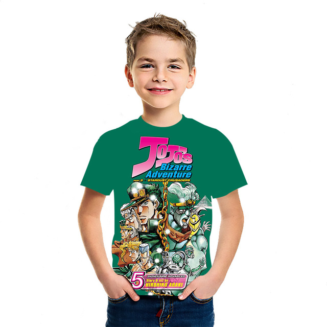 Dziecięca koszulka z krótkim rękawem JOJO Bizarre Adventure Ainme 2021 - stylowy top młodzieżowy z nadrukiem 3D - Wianko - 9