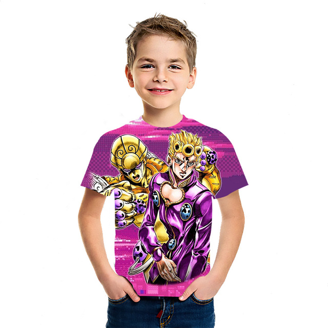 Dziecięca koszulka z krótkim rękawem JOJO Bizarre Adventure Ainme 2021 - stylowy top młodzieżowy z nadrukiem 3D - Wianko - 23