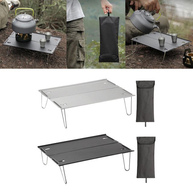 Składany stół przenośny mini do campingowego grillowania i wędkowania - ultralekki, aluminiowy, składany plecak - Wianko - 4