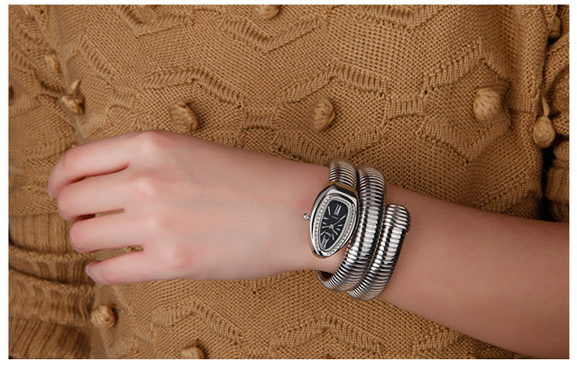 Damski zegarek luksusowy srebrny łańcuszek żmijka moda kwarcowa bransoletka z zegarkiem - Wianko - 15