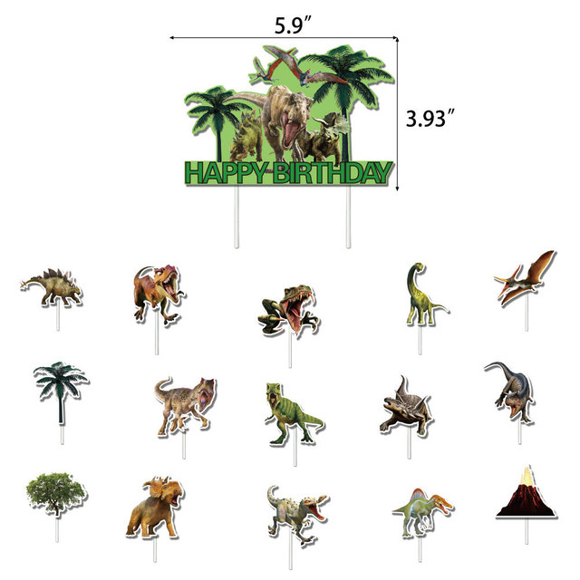 Dekoracja urodzinowa Pull Flag z motywem dinozaura - zestaw kart urodzinowych dla dzieci - Wianko - 2