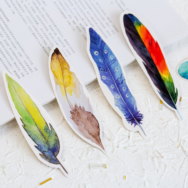 Zakładka na książkę z latającym ptakiem i kolorowymi piórami, 10 paczek z kartkami z wiadomościami, DIY przybory szkolne dla dzieci - Wianko - 9