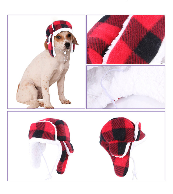 Czapka z pałąkiem dla małych psów - zimowy, pluszowy kot, chusta, kapelusz, ciepła, francuski pies, chodzenie, wełniana, odkryta, wiatroodporna - Wianko - 3