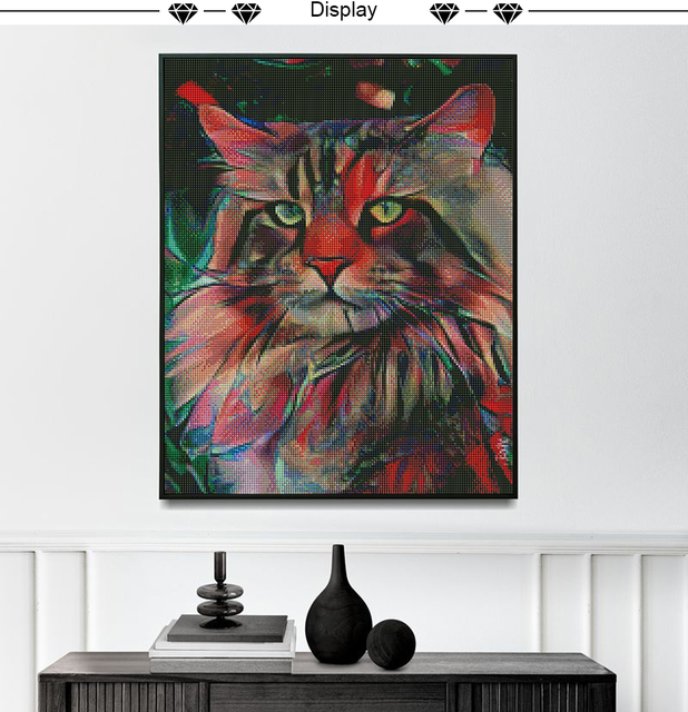 Zestaw 5D DIY do malowania diamentowego - zwierzęta: kot, wilk, leopard - pełne kwadratowe i okrągłe mozaiki z haftem diamentowym - ozdoby do dekoracji domu - Wianko - 1