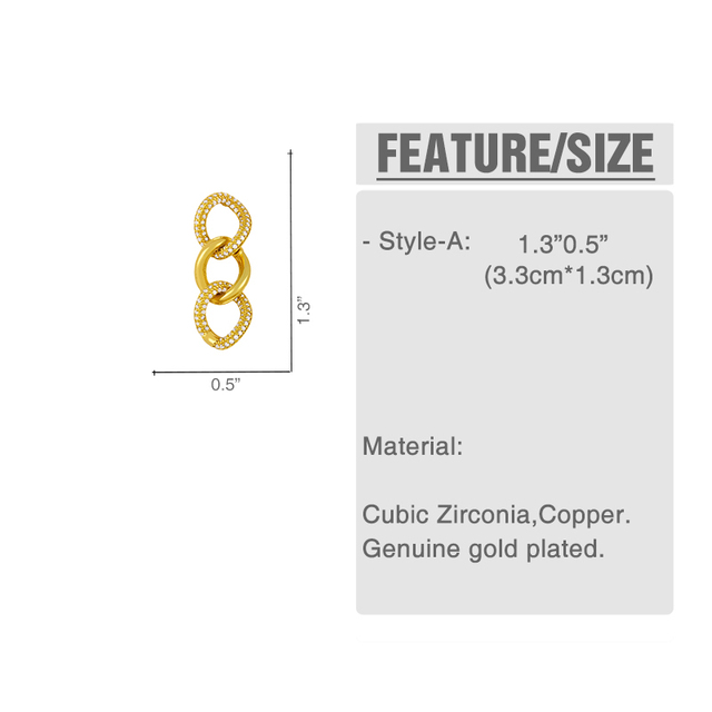 EYIKA Luksusowe złote kolczyki z cyrkoniami i kubańskim łańcuchem wysadzanym Chunky Tassel - Wianko - 6
