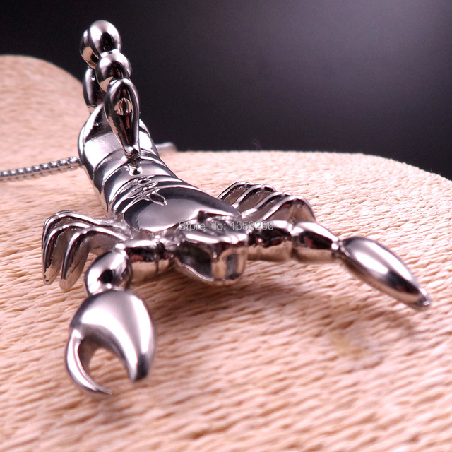 Duży męski wisiorek ze stali nierdzewnej w kształcie skorpiona na łańcuchu o długości 28'' (4 mm) - prezenty dla mężczyzn - Wianko - 3