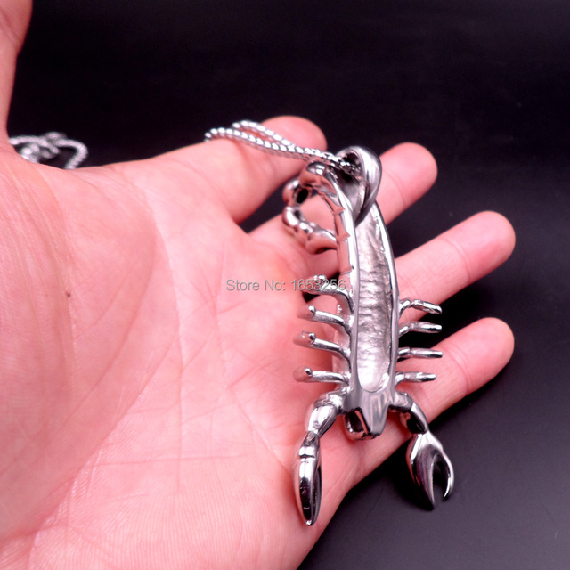 Duży męski wisiorek ze stali nierdzewnej w kształcie skorpiona na łańcuchu o długości 28'' (4 mm) - prezenty dla mężczyzn - Wianko - 6