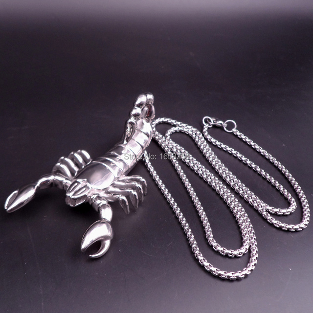 Duży męski wisiorek ze stali nierdzewnej w kształcie skorpiona na łańcuchu o długości 28'' (4 mm) - prezenty dla mężczyzn - Wianko - 5