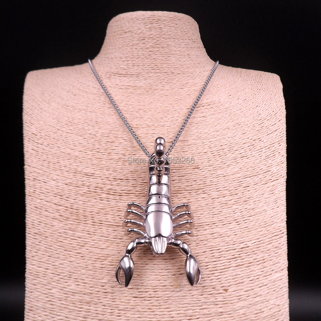 Duży męski wisiorek ze stali nierdzewnej w kształcie skorpiona na łańcuchu o długości 28'' (4 mm) - prezenty dla mężczyzn - Wianko - 2