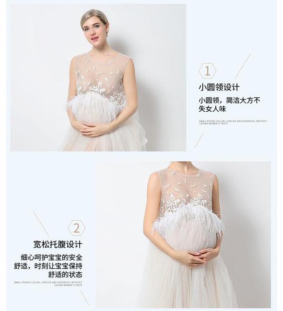Seksowna koronkowa długa sukienka ciążowa na sesje fotograficzne w rozmiarze plus BC1407 - Wianko - 2