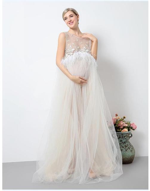 Seksowna koronkowa długa sukienka ciążowa na sesje fotograficzne w rozmiarze plus BC1407 - Wianko - 6