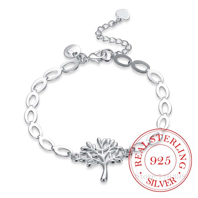 Bransoletka dla mamy - 925 srebro, drzewo życia, łańcuch i bransoletka na kostkę, pulseiras de prata - Wianko - 1