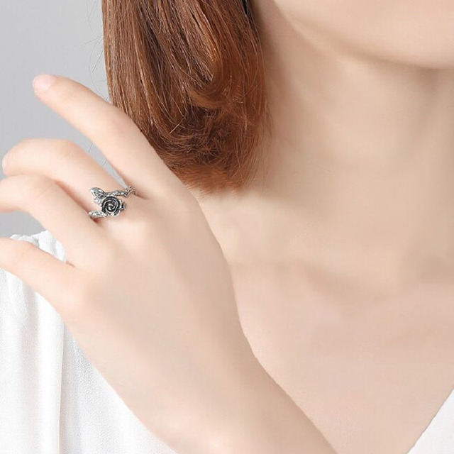 925 srebrne pierścionki dla kobiet – trendy, eleganckie, vintage z motywem kwiatowym - Wianko - 5