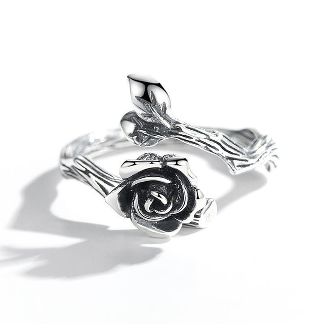 925 srebrne pierścionki dla kobiet – trendy, eleganckie, vintage z motywem kwiatowym - Wianko - 1