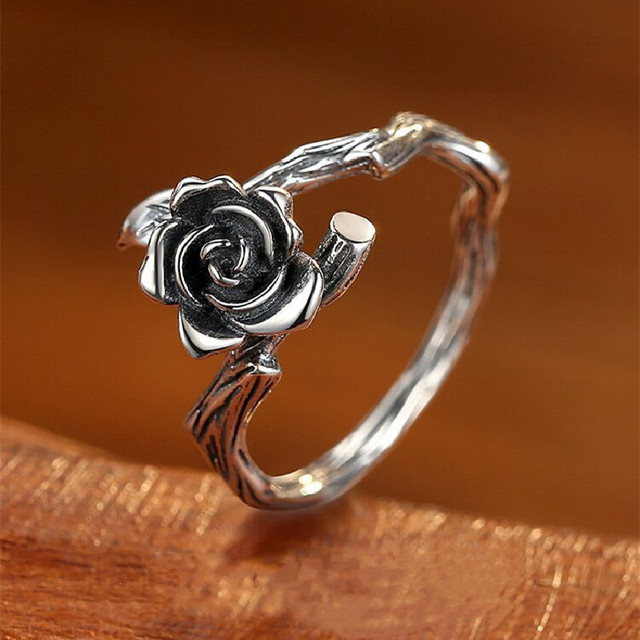 925 srebrne pierścionki dla kobiet – trendy, eleganckie, vintage z motywem kwiatowym - Wianko - 4