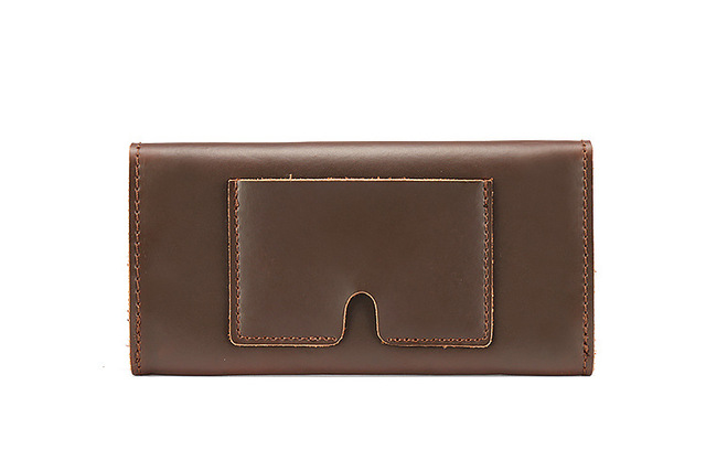 Luksusowy portfel męski - Vintage, długie długie portfele wykonane z bydlęcej skóry, brązowy kolor - Wianko - 2
