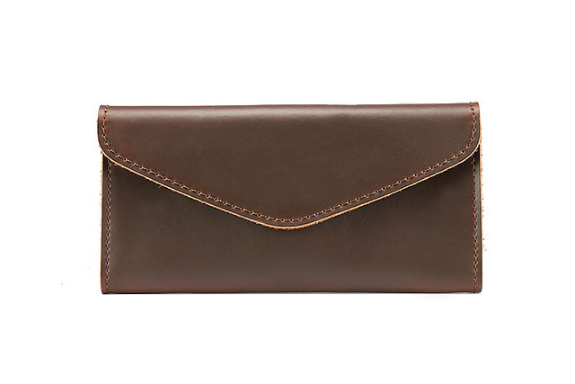 Luksusowy portfel męski - Vintage, długie długie portfele wykonane z bydlęcej skóry, brązowy kolor - Wianko - 1