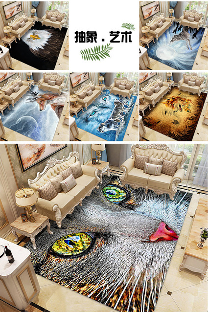 Dywan 3D z motywem śnieżnego wilka do sypialni, kuchni, pokoju dziecięcego, dekoracyjnej maty do zabawy i salonu, w formie składanej dywaniki duszpasterskiej z kotem - Wianko - 5