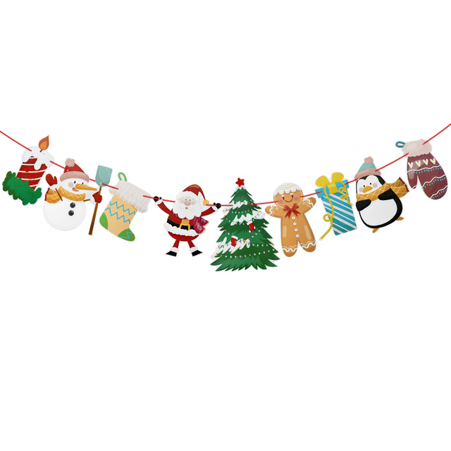 Świąteczny papierowy baner dekoracyjny z wiszącymi ozdobami dla domu - Santa Ornament 2022 Navidad - Wianko - 4