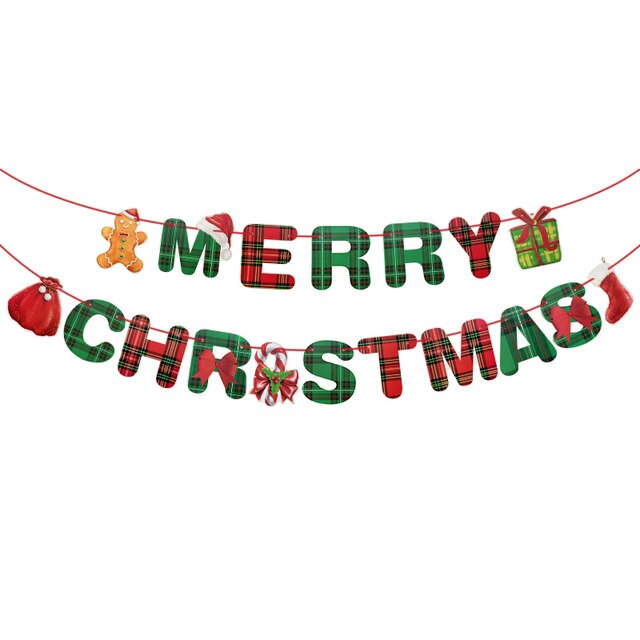 Świąteczny papierowy baner dekoracyjny z wiszącymi ozdobami dla domu - Santa Ornament 2022 Navidad - Wianko - 3